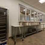 Catering room windows and table
